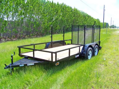 7x18 Tandem Axle with 15in Side Rails and Weed Eater Racks, 3K GVWR